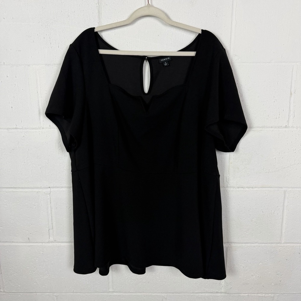 Torrid Peplum Tunic Top Plus Size 4X Black Ponte Knit Stretch Office Dressy Chic